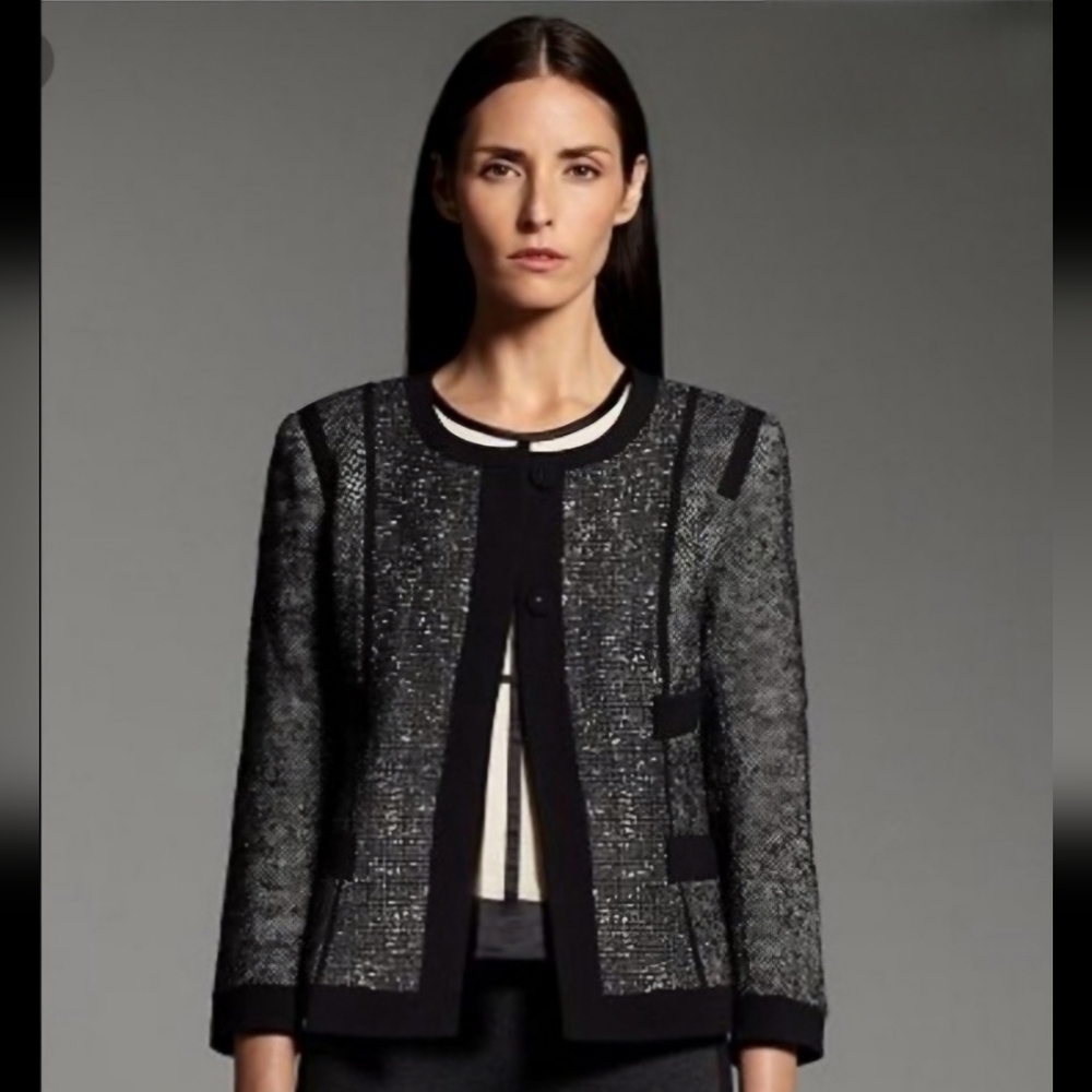 Designer Rodriguez Black Blazer with Silver metallic thread Size M